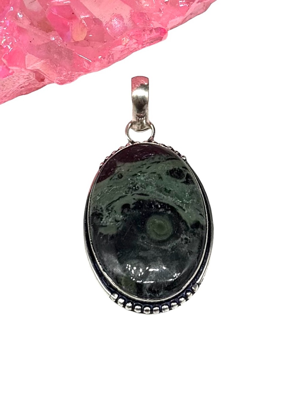 African Kambaba Jasper Necklace Pendant 925 Sterling Silver Overlay